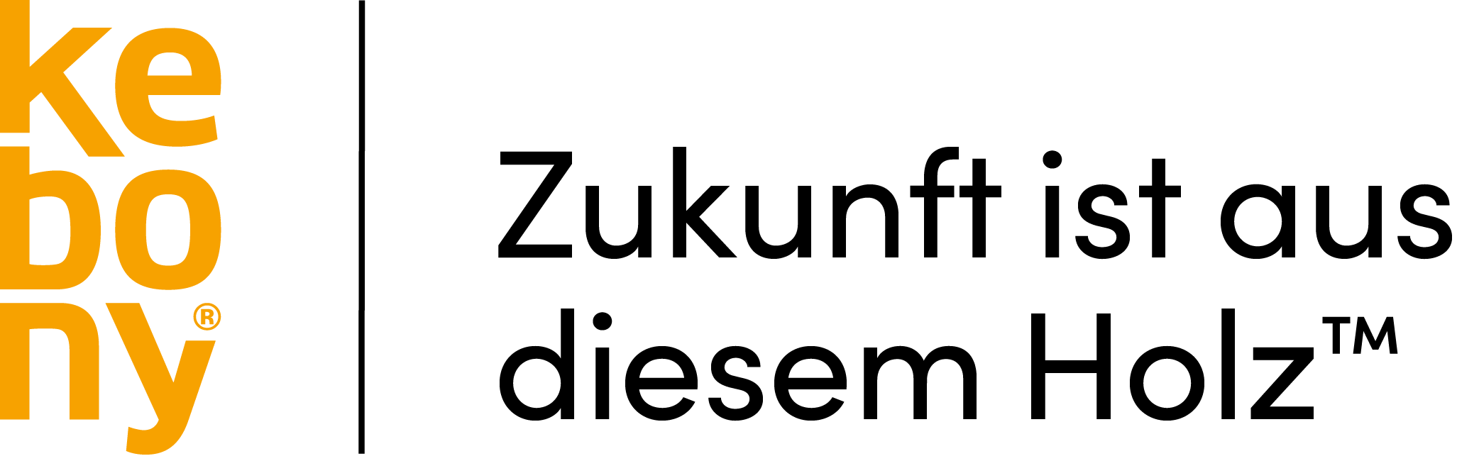 Logo Kebony mit Schriftzug Zukunft ist aus diesem Holz